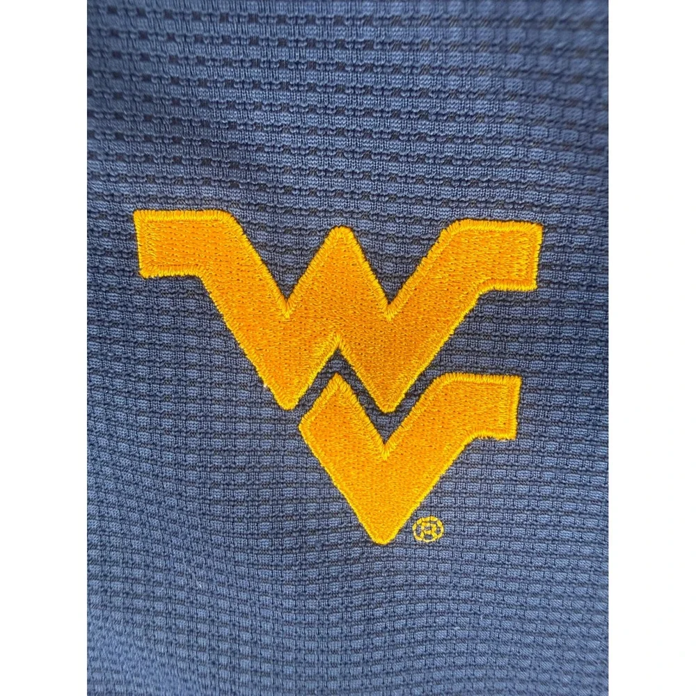 Nike Polo Shirt Mens Large Blue‎ Yellow West Virginia Mountaineers WVU Fit Dry